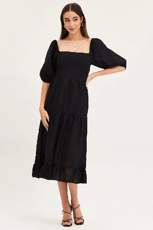 Black Maxi Dress Linen