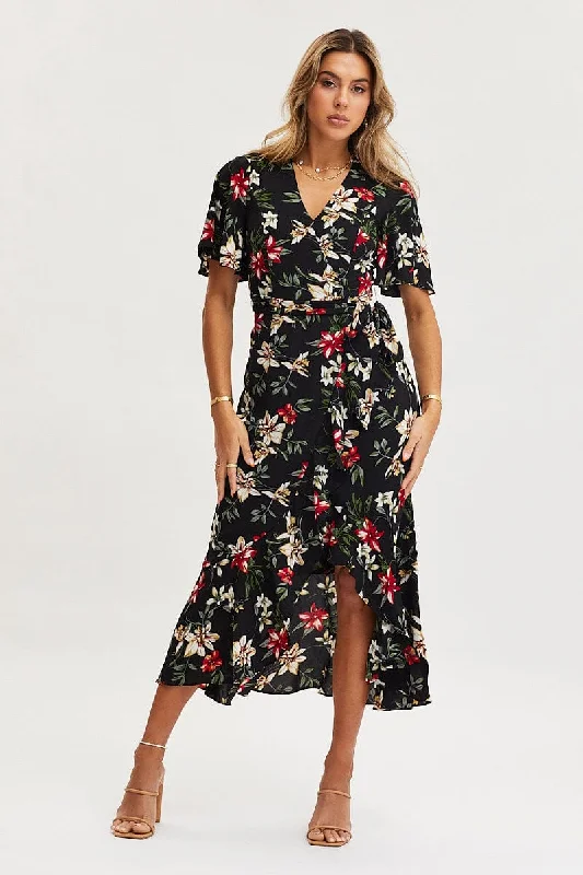 Print Dress Short Sleeve Maxi