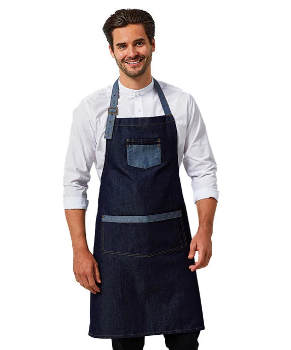 RP127 - Artisan Collection by Reprime Unisex Domain Contrast Denim Bib Apron | Indigo Denim