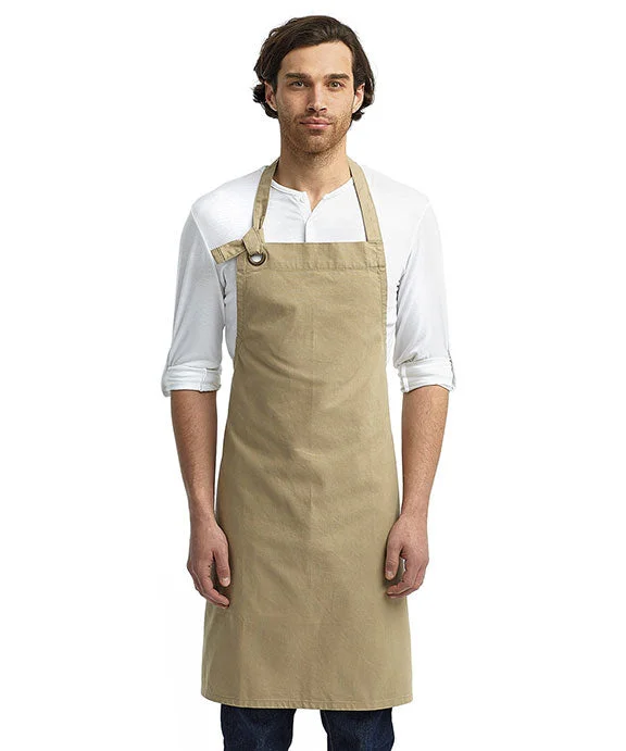 RP130 - Artisan Collection by Reprime Unisex Calibre Heavy Cotton Canvas Bib Apron | Khaki