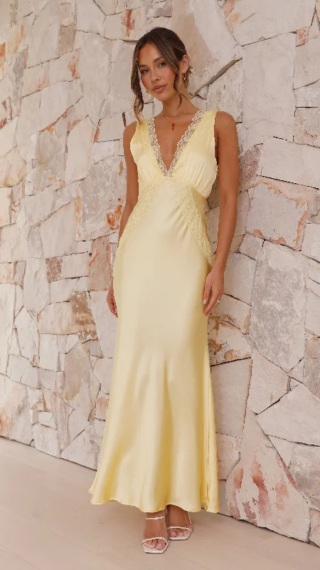 Basiano Maxi Dress - Yellow / Lace