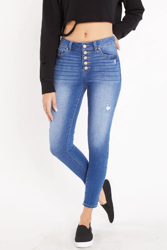 High Rise 5 Button Skinny Jeans