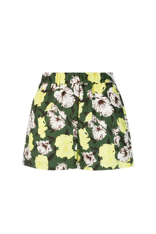 MSGM Hibiscus Camouflage Cotton Bermuda Shorts - Military