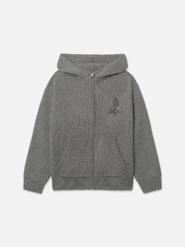 Ritz Men's Cashmere Full Zip Hoodie -- Warm Gray