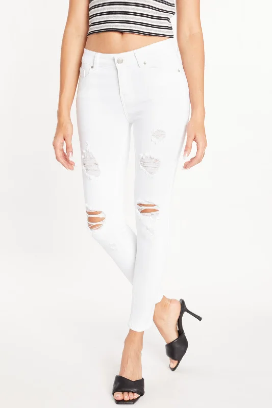 High Rise Distressed Skinny Jeans