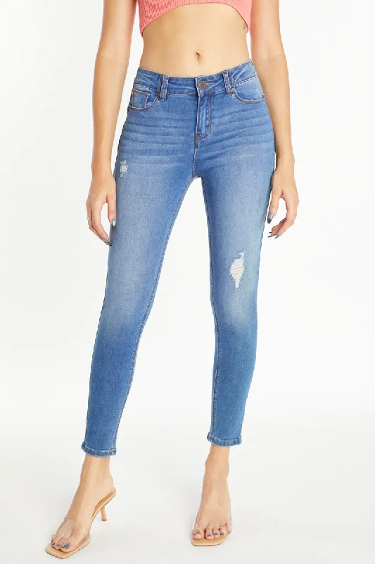 High Rise Push Up Ankle Skinny Jeans