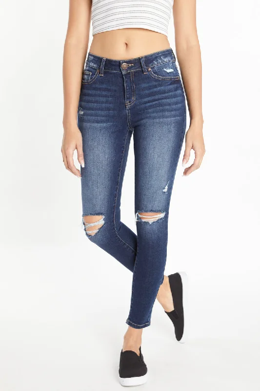 High Rise Destructed Skinny Jeans