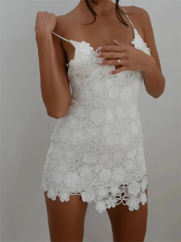 FashionSierra - Elegant Lace Floral Summer Party Short Mini Dress