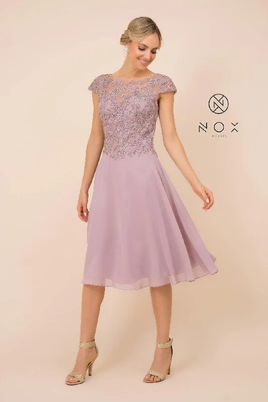 Short Mother of the Bride Lace Chiffon Dress