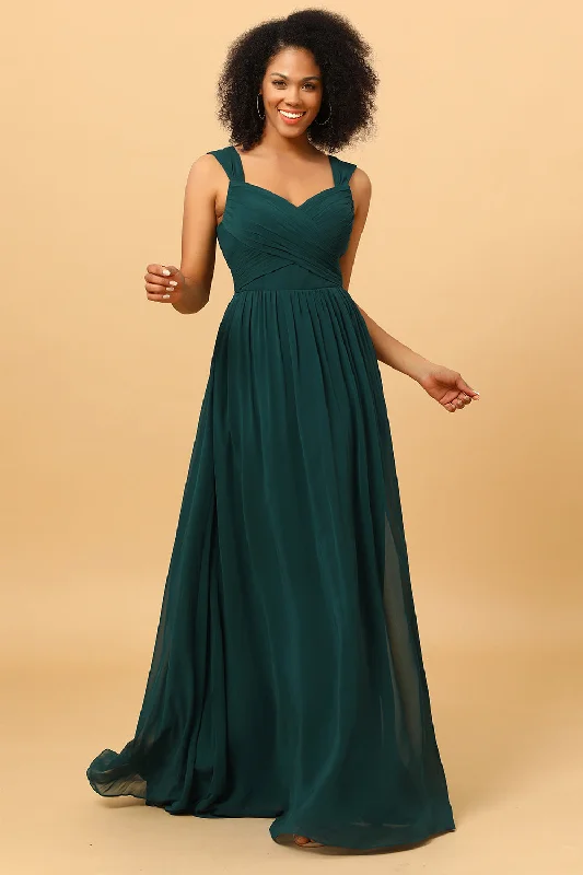 Chiffon Green Bridesmaid Dress with Ruffles