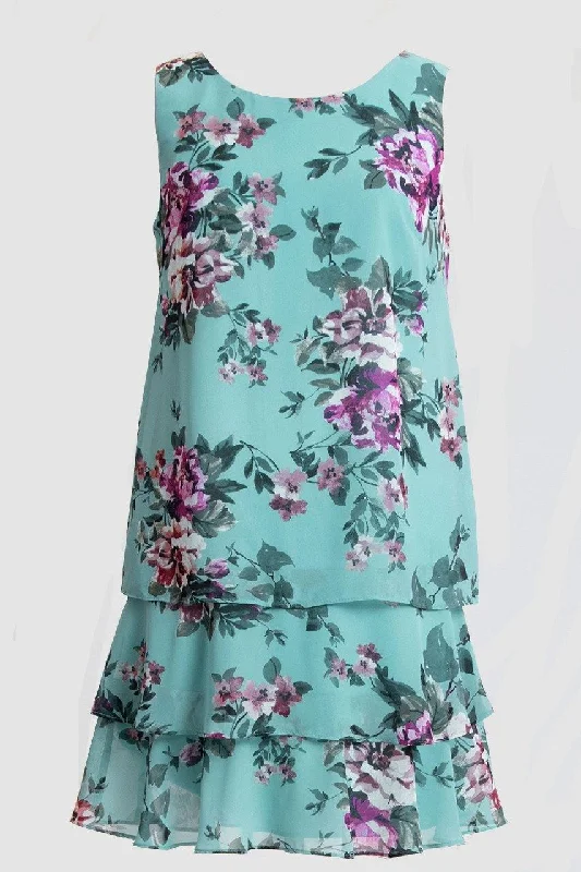 Connected Apparel Short Sleeveless Floral Day Dress