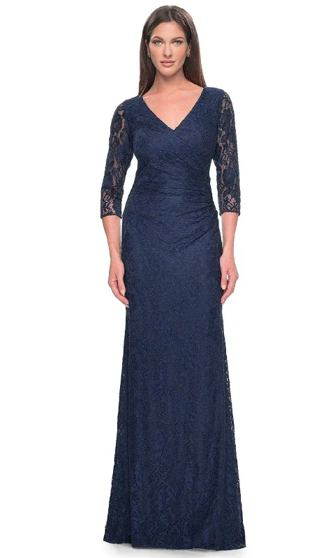 La Femme 30379 - V-Neck Lace Formal Dress