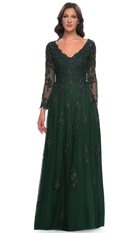 La Femme 30795 - Long Sleeve Tulle Evening Dress