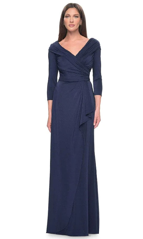 La Femme 30845 - Ruched Long Sleeve Evening Dress