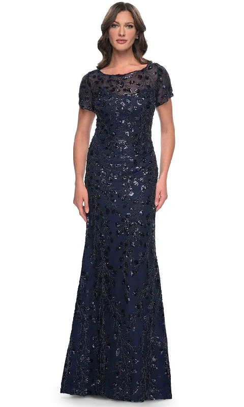 La Femme 30877 - Beaded Short Sleeve Long Dress