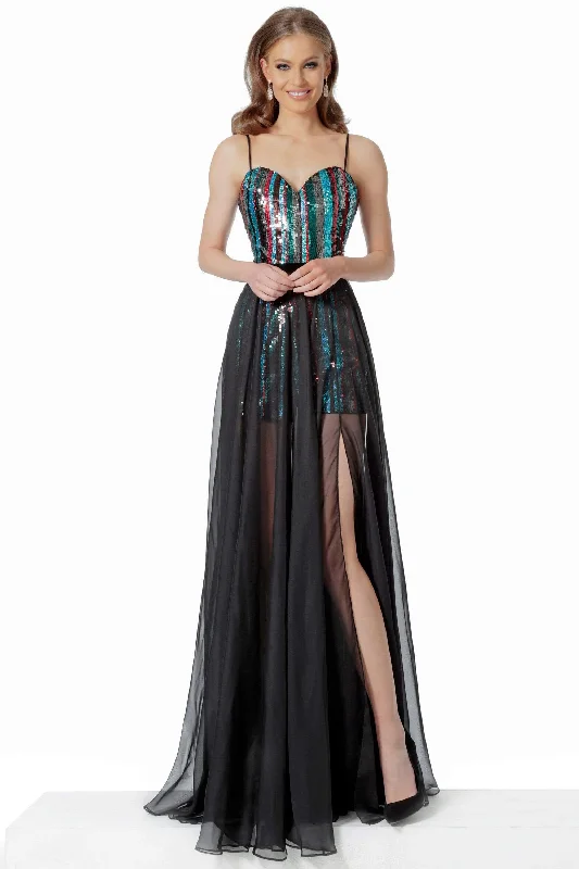 Jovani - 66297 Sequined Sweetheart A-Line Dress