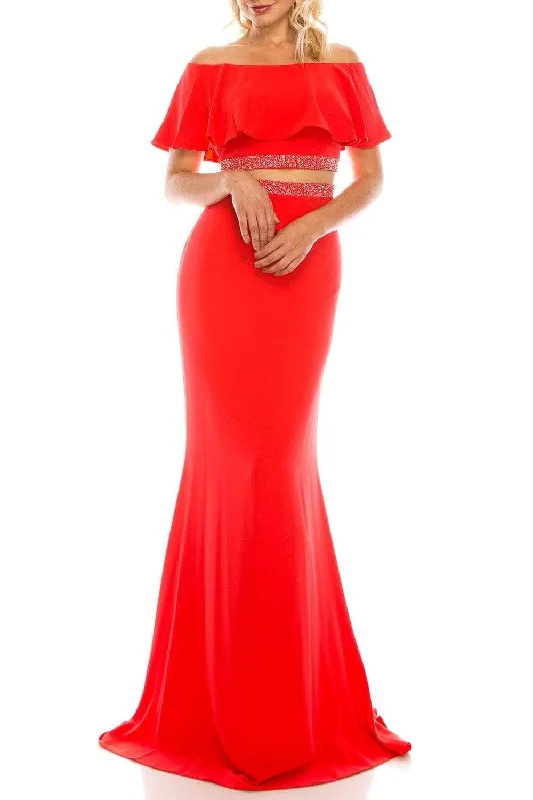 Odrella - 4562 Faux Two-Piece Off Shoulder Mermaid Gown