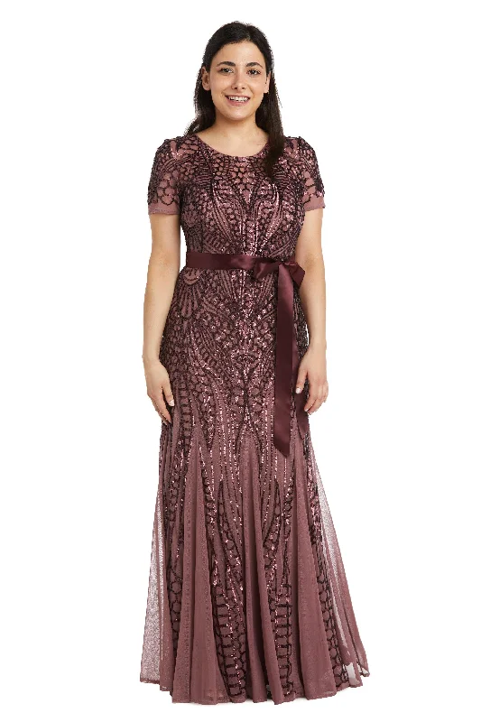 R&M Richards 7285P Long Formal Sequins Petite Dress