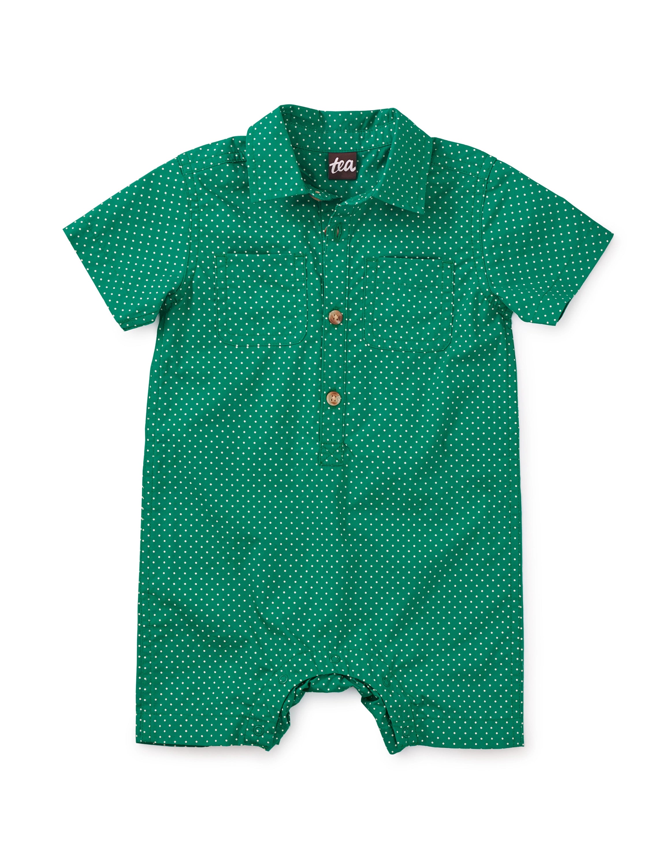 Button-Up Romper - Viridis Polka Dot