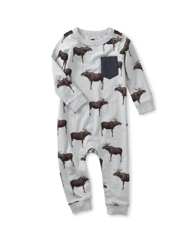 Long Sleeve Romper - Moose Crossing