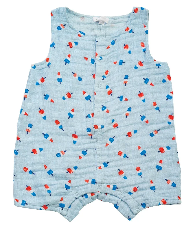 Muslin Henley Romper - Astropops