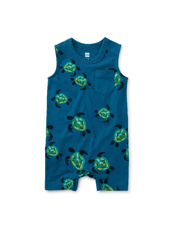 Pocket Tank Romper - Sea Turtles