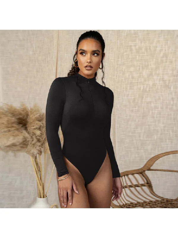 Solid Color Long Sleeve Corset Bodysuit