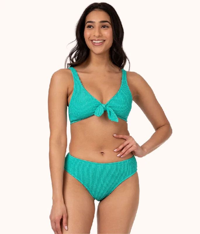 The Ruched Plunge Bralette: Aquamarine