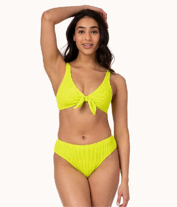 The Ruched Plunge Bralette: Electric Lime